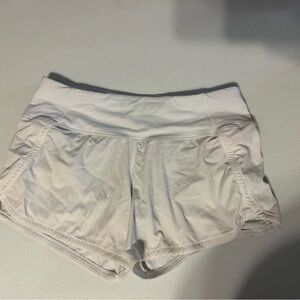 Lululemon White Speed Up Shorts size 4 Logo Lining Pocket
